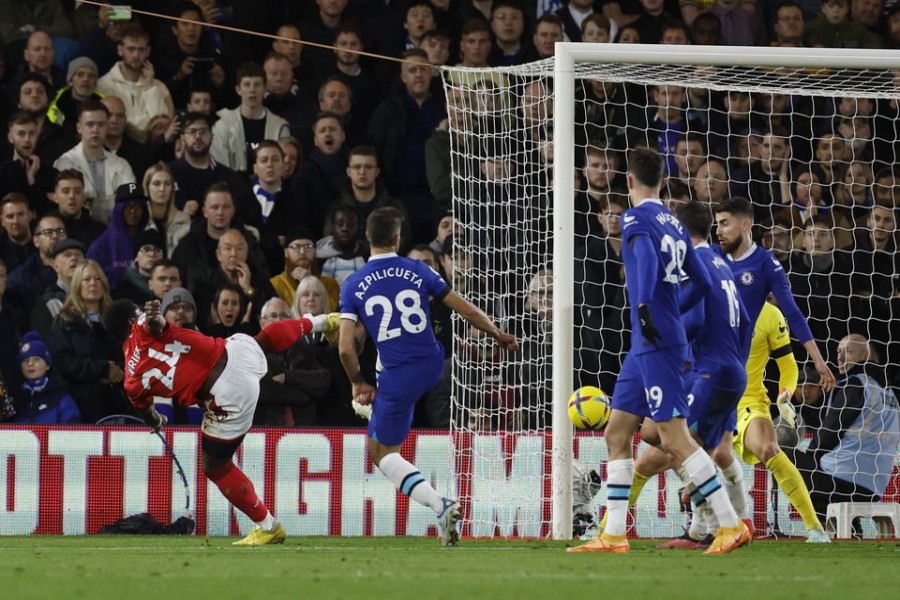 Soccer Football - Premier League - Nottingham Forest v Chelsea - The City Ground, Nottingham, Britain - January 1, 2023 Nottingham Forest's Serge Aurier scores their first goal Action Images via Reuters/Andrew Couldridge