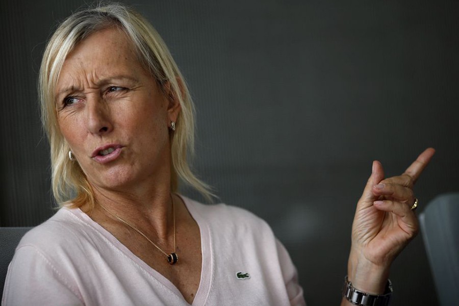 Tennis legend Martina Navratilova speaks as she meets the media in Singapore August 15, 2014 — Reuters/Files