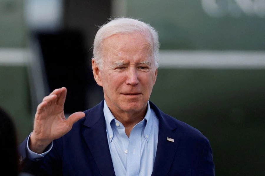 US President Joe Biden gestures as he arrives with his family following a holiday visit to St. Croix, US Virgin Islands, at Joint Base Andrews in Maryland, US on January 2, 2023 — Reuters/Files