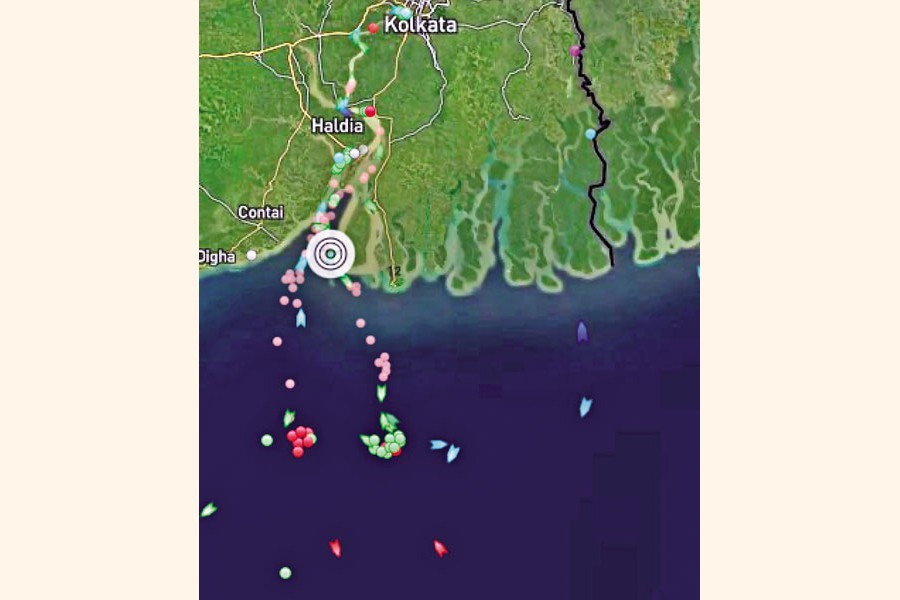 Satellite image indicates the location of Russian ship