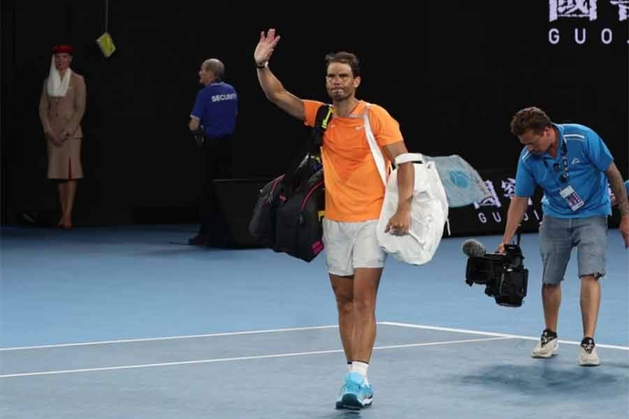 Spain's Rafael Nadal looking dejected after losing his second round Australian Open Tennis match against Mackenzie Mcdonald of the US at Melbourne Park in Australia on Wednesday –Reuters photo