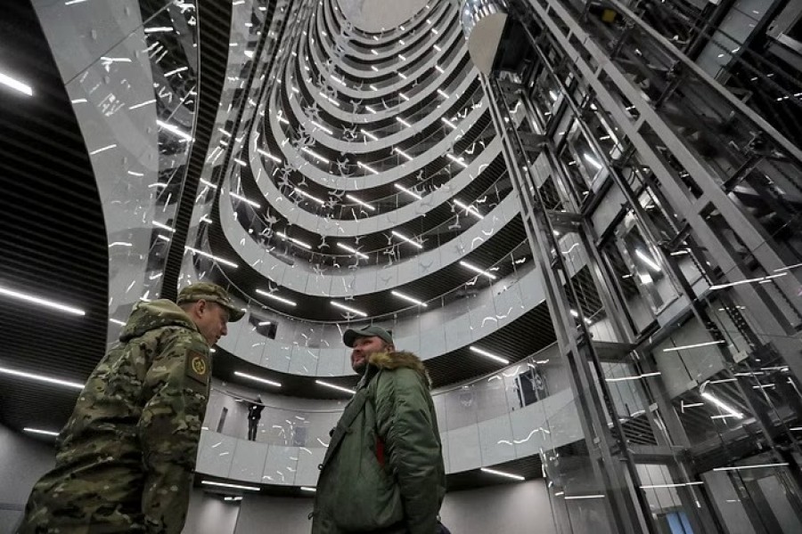 An interior view shows PMC Wagner Centre, which is a project implemented by the businessman and founder of the Wagner private military group Yevgeny Prigozhin, during the official opening of the office block in Saint Petersburg, Russia, November 4, 2022. REUTERS