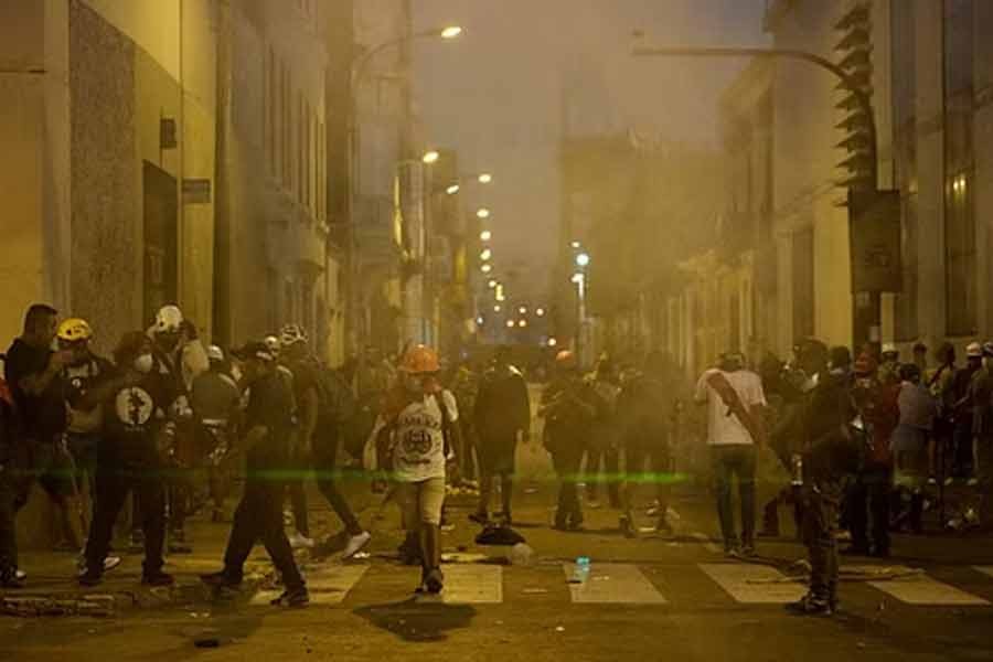 People taking part in an anti-government demonstration in Lima of Peru on Tuesday following the ouster of Peru’s former President Pedro Castillo –Reuters photo