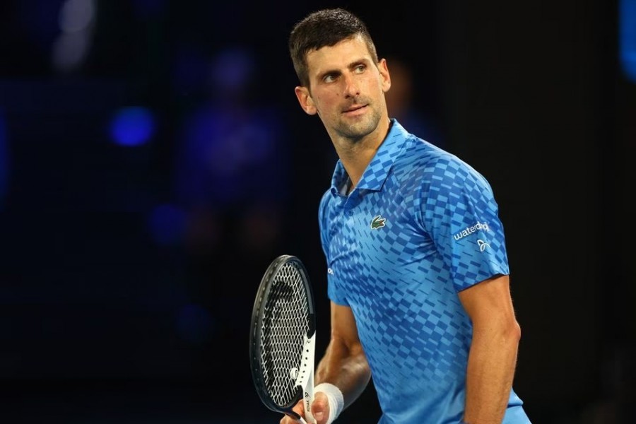 Serbia’s Novak Djokovic celebrates winning his Australian Open semi final match against Tommy Paul of the US at Melbourne Park in Melbourne, Australia on January 27, 2023 — Reuters photo