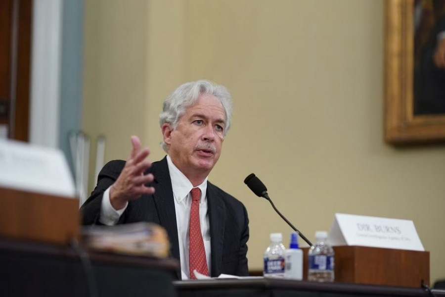 CIA Director William Burns gestures as he speaks during a House Intelligence Committee hearing on worldwide threats in Washington, D.C., U.S., April 15, 2021. Al Drago/Pool via REUTERS