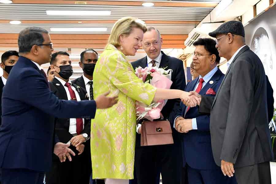 Belgium’s Queen Mathilde arrives in Dhaka