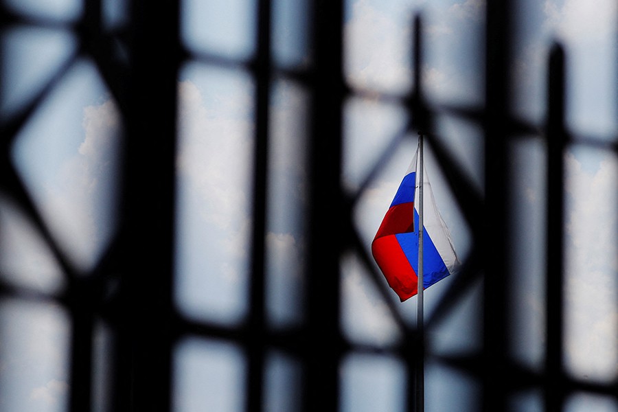 The Russian flag flies over the Embassy of Russia in Washington, US on August 6, 2018 — Reuters/Files